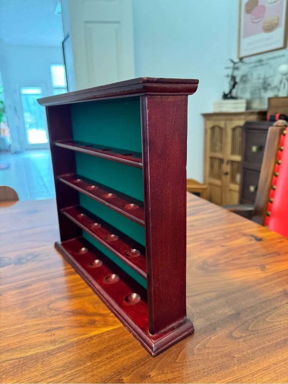 16 Ball Mahogany Wood Golf Ball Display Cabinet Case Rack Wall Mount
